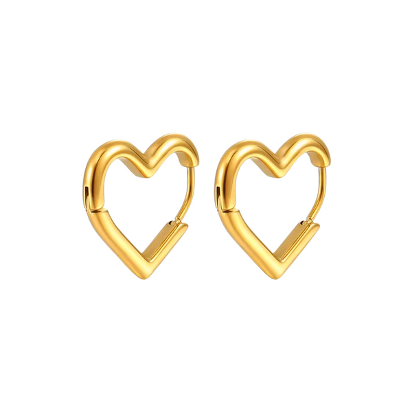 HEART HOOPS - 18K GOLD PLATED