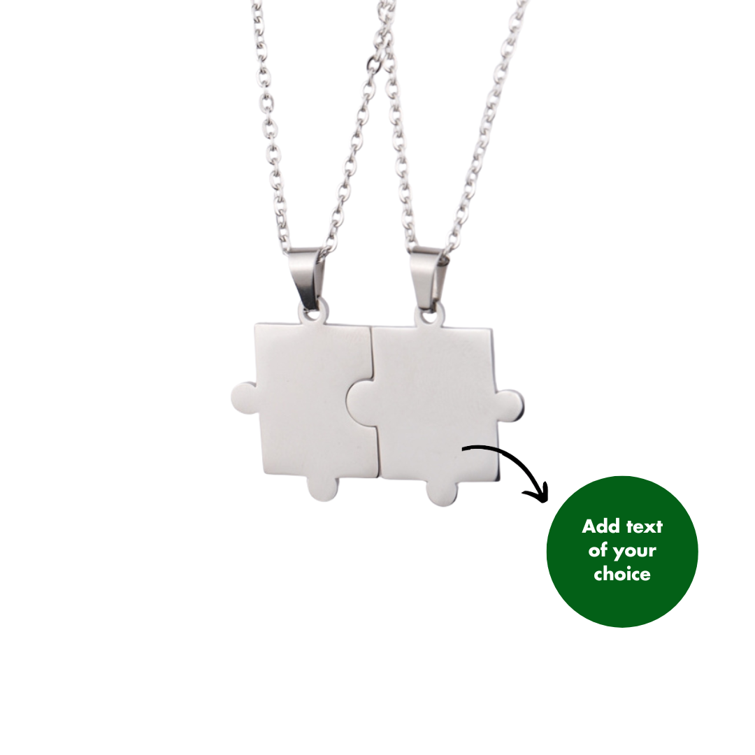 Personalised Puzzle Necklace Set Of 2