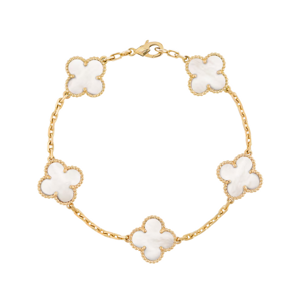 WHITE CLOVER BRACELET - 18K GOLD-PLATED