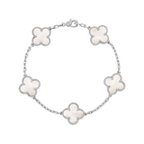 WHITE TRÈFLE BRACELET - 18K GOLD-PLATED