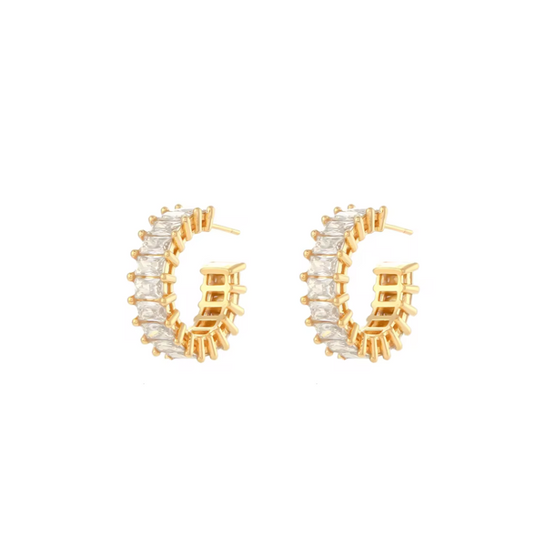 BAGUETTE EARRINGS - 18K GOLD PLATED