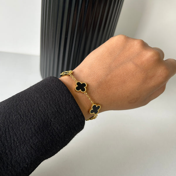 BLACK CLOVER BRACELET - 18K GOLD-PLATED