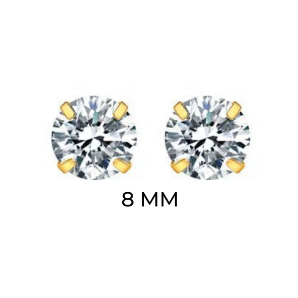 SOLITAIRE STUDS (8MM)- 18K GOLD-PLATED