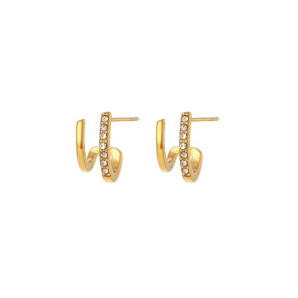 2 PIERCING ILLUSION EARRINGS - 18K GOLD-PLATED