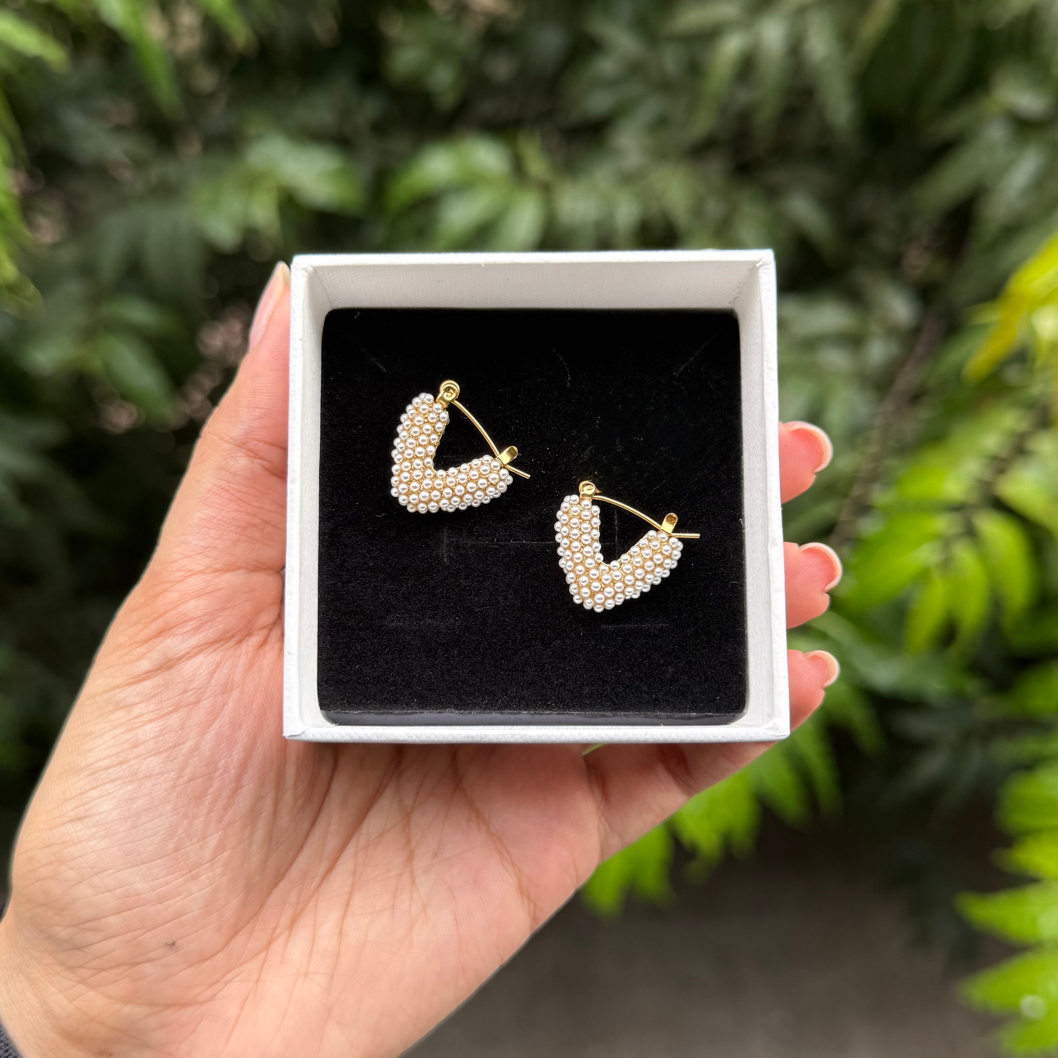 Pearl Heart Earrings