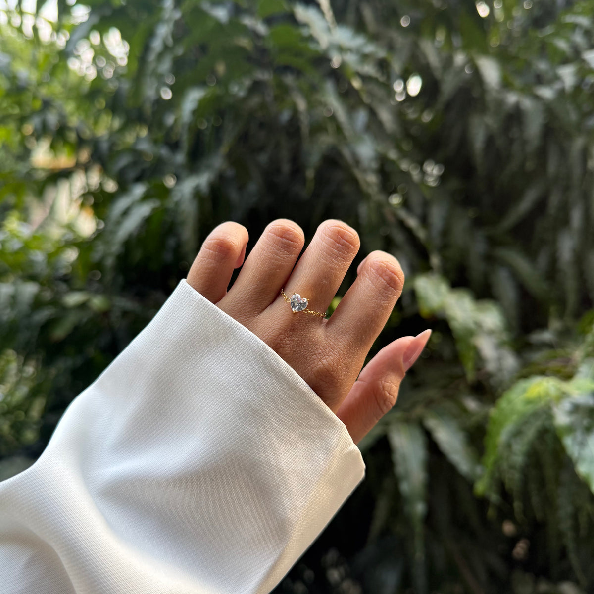 Heart Chain Adjustable Ring