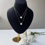 WHITE TRÈFLE NECKLACE - 18K GOLD-PLATED