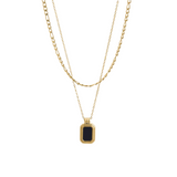 ONYX NECKLACE set OF 2 - 18K GOLD-PLATED