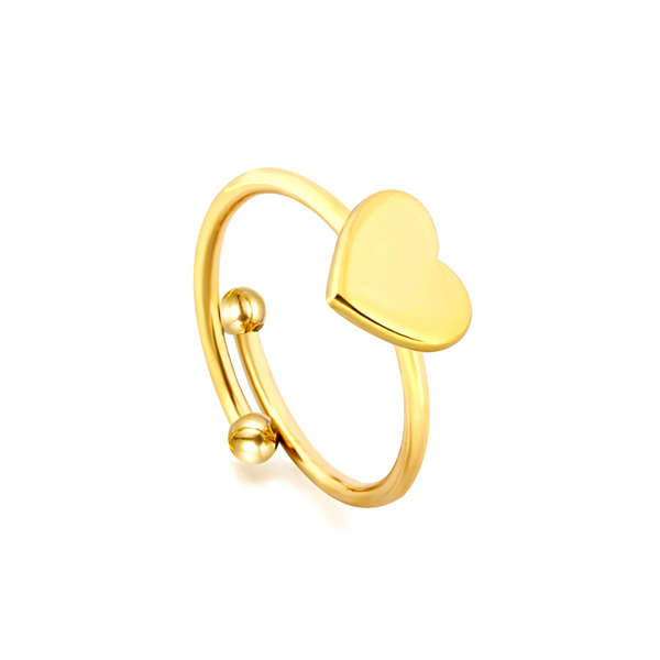 ENGRAVABLE HEART RING - 18K GOLD PLATED