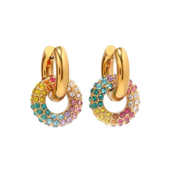 MULTIGEMA HOOPS - 18K GOLD PLATED