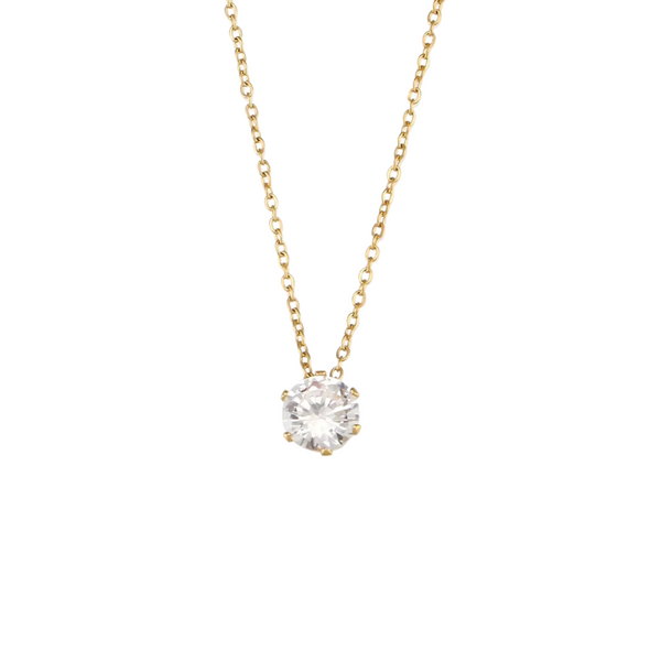 SOLITAIRE NECKLACE - 18K GOLD-PLATED