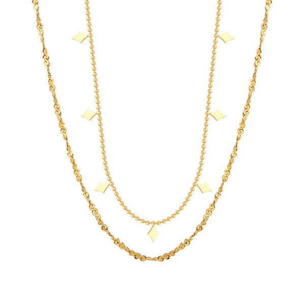 SQUARE LAYERED NECKLACE - 18K GOLD-PLATED