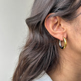 TWO TONE HOOPS - 18K GOLD PLATED