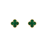 GREEN TRÈFLE EARRINGS  - 18K GOLD-PLATED