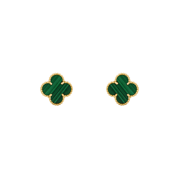 GREEN TRÈFLE EARRINGS  - 18K GOLD-PLATED