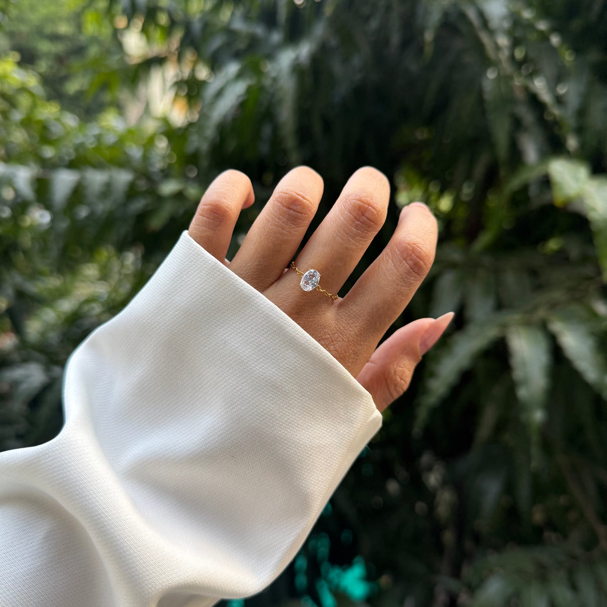 Oval Chain Adjustable Ring