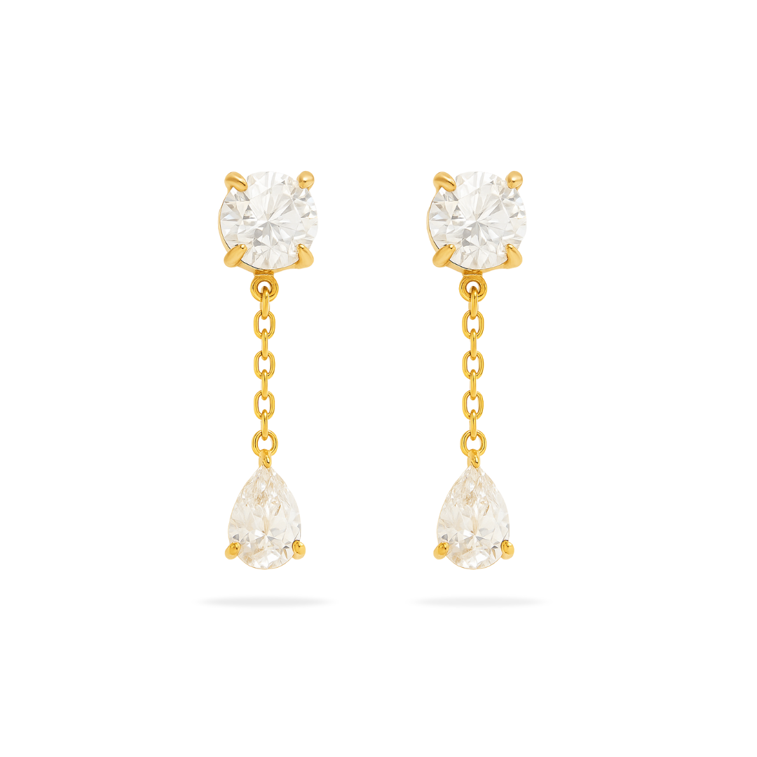 Solitaire Pear Drop Earrings