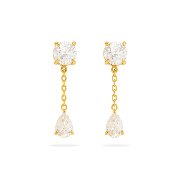 SOLITAIRE PEAR DROP EARRINGS - 18K GOLD-PLATED