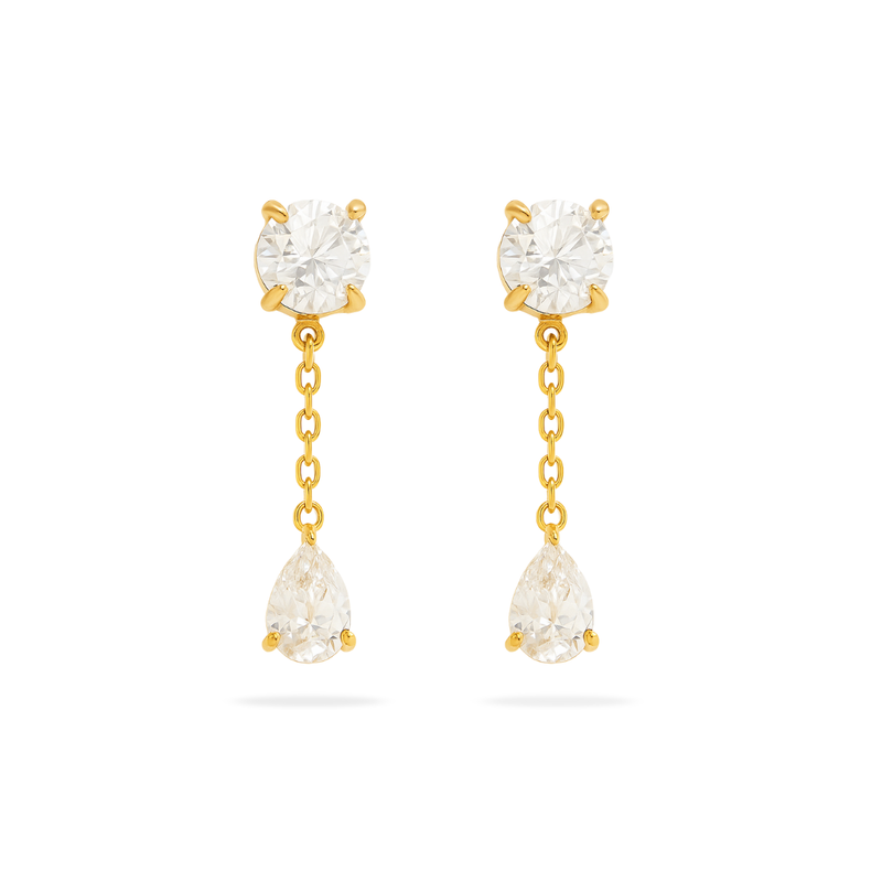 SOLITAIRE PEAR DROP EARRINGS - 18K GOLD-PLATED