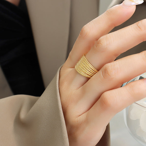 LAYERED CHUNKY RING - 18K GOLD PLATED