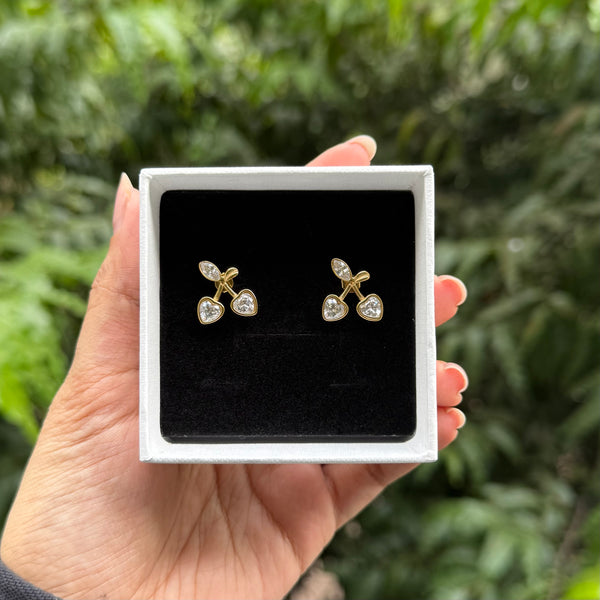 CHERRY BEZEL EARRINGS - 18K GOLD-PLATED