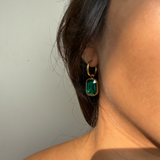 ROYAL EMERALD DROP EARRINGS - 18K GOLD-PLATED