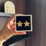 STUDDED STAR  EARRINGS - 18K GOLD-PLATED