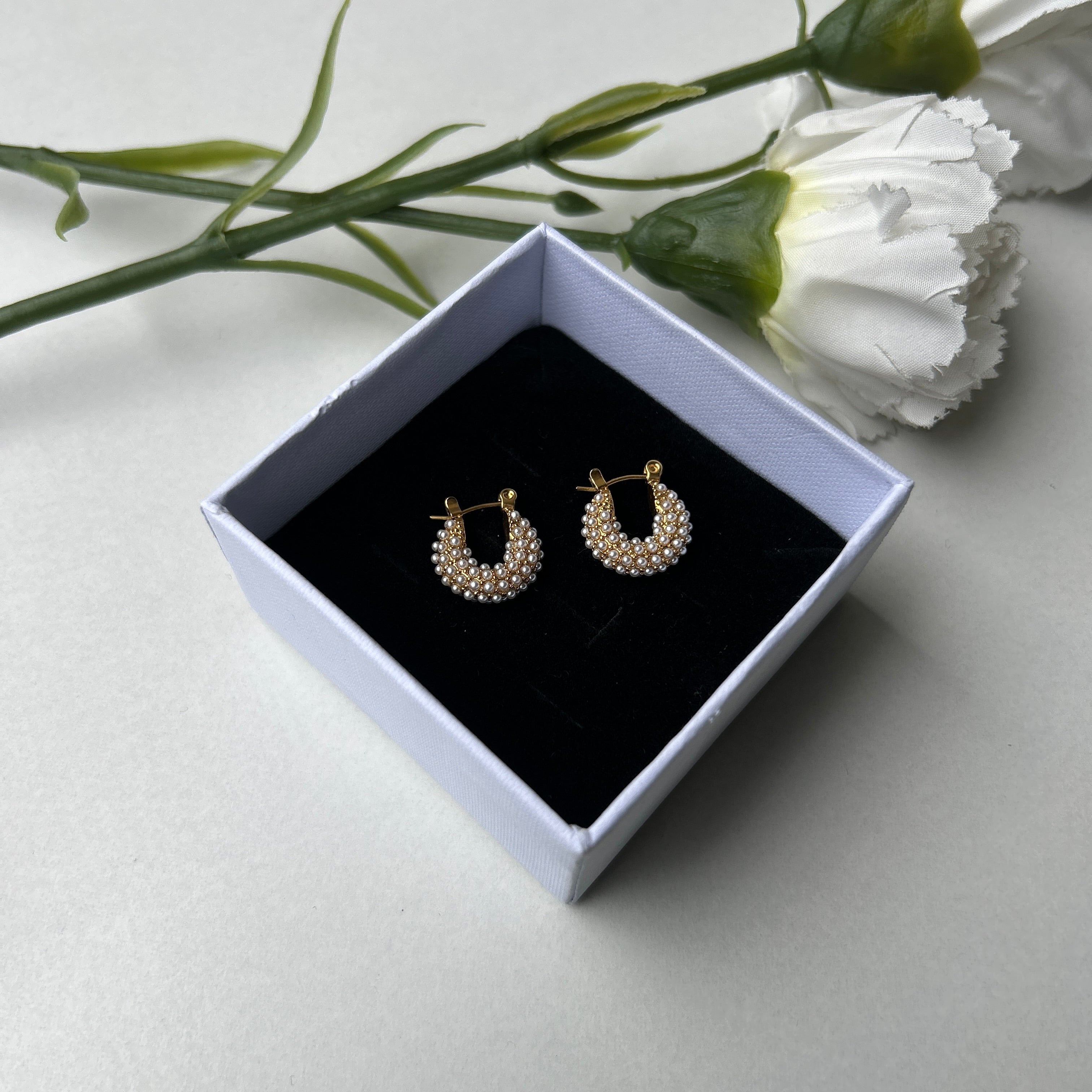 Mini Pearl Hoops