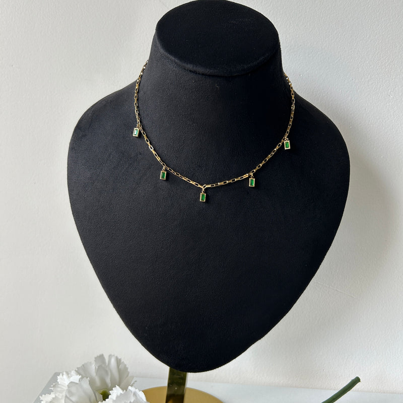 EMERALD-DROP NECKLACE - 18K GOLD-PLATED