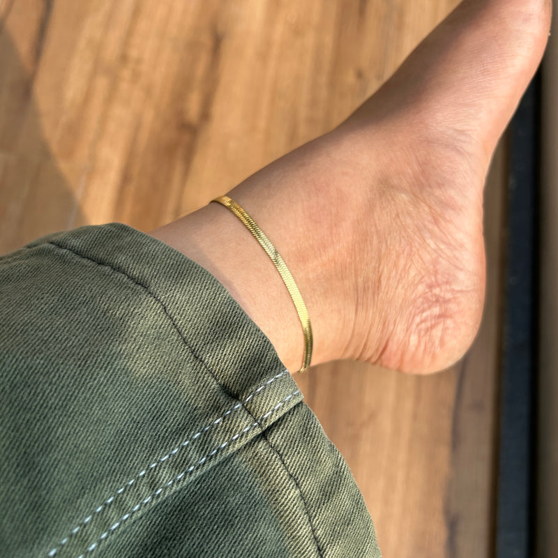 SNAKE CHAIN ANKLET - 18K GOLD-PLATED