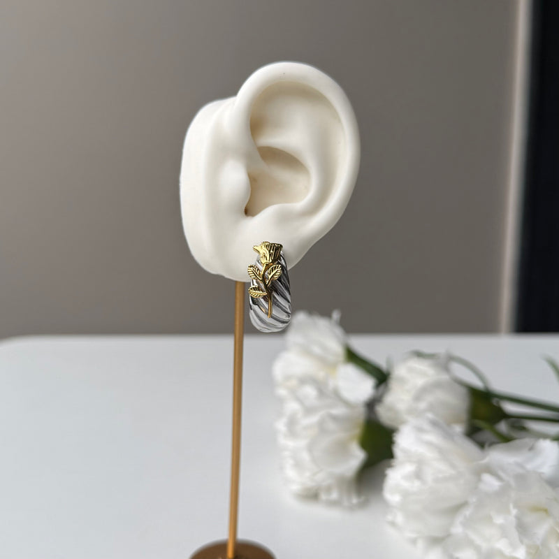 TWISTED GOLD ROSE EARRINGS - 18K GOLD-PLATED