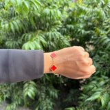 RED TRÈFLE BRACELET - 18K GOLD-PLATED