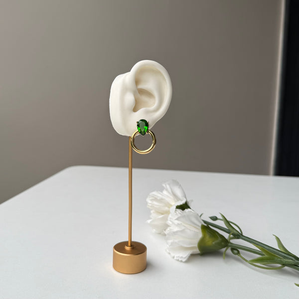 EMERALD JUDITH EARRINGS - 18K GOLD-PLATED