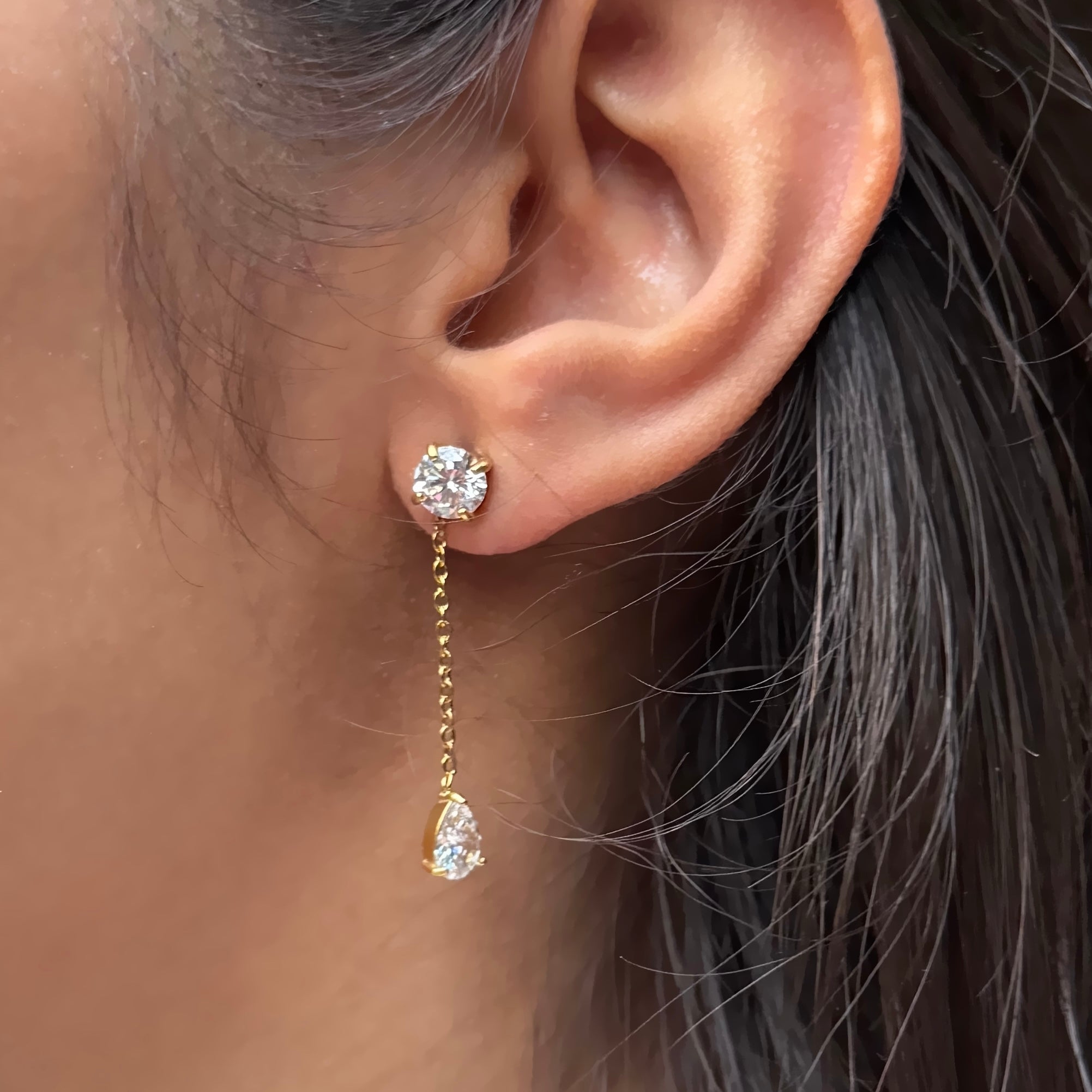 Solitaire Pear Drop Earrings