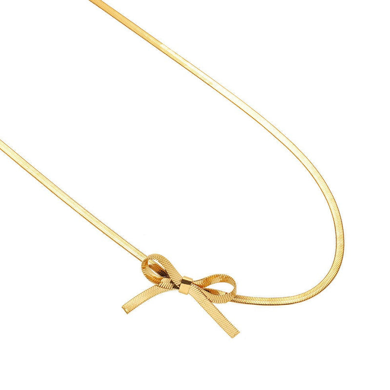 BOW NECKLACE - 18K WHITE/GOLD-PLATED