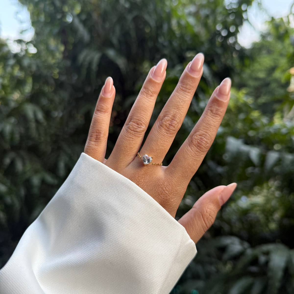 Heart Chain Adjustable Ring