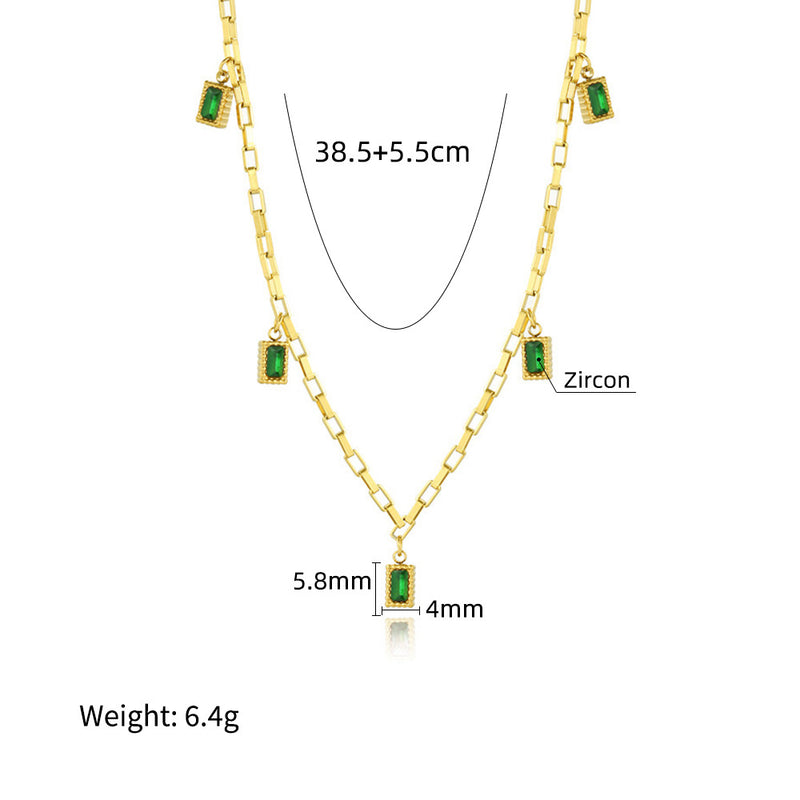 EMERALD-DROP NECKLACE - 18K GOLD-PLATED