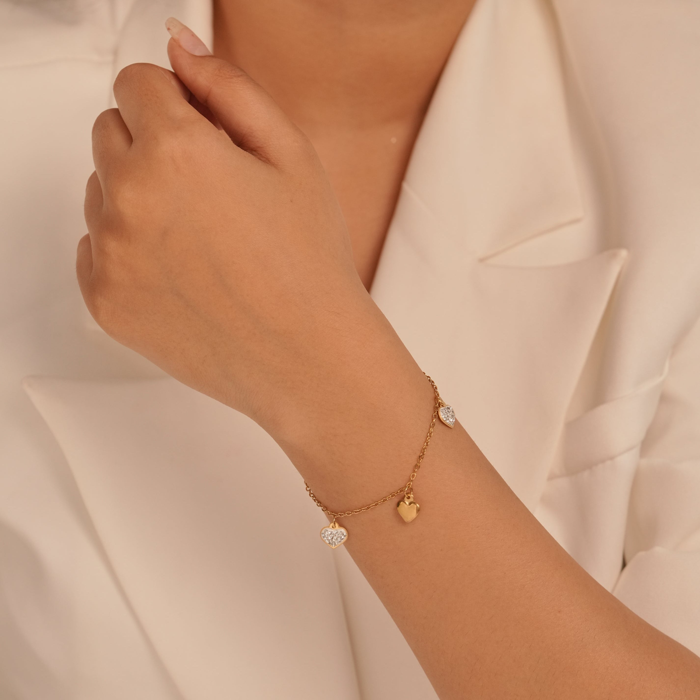 Studded Triheart Bracelet