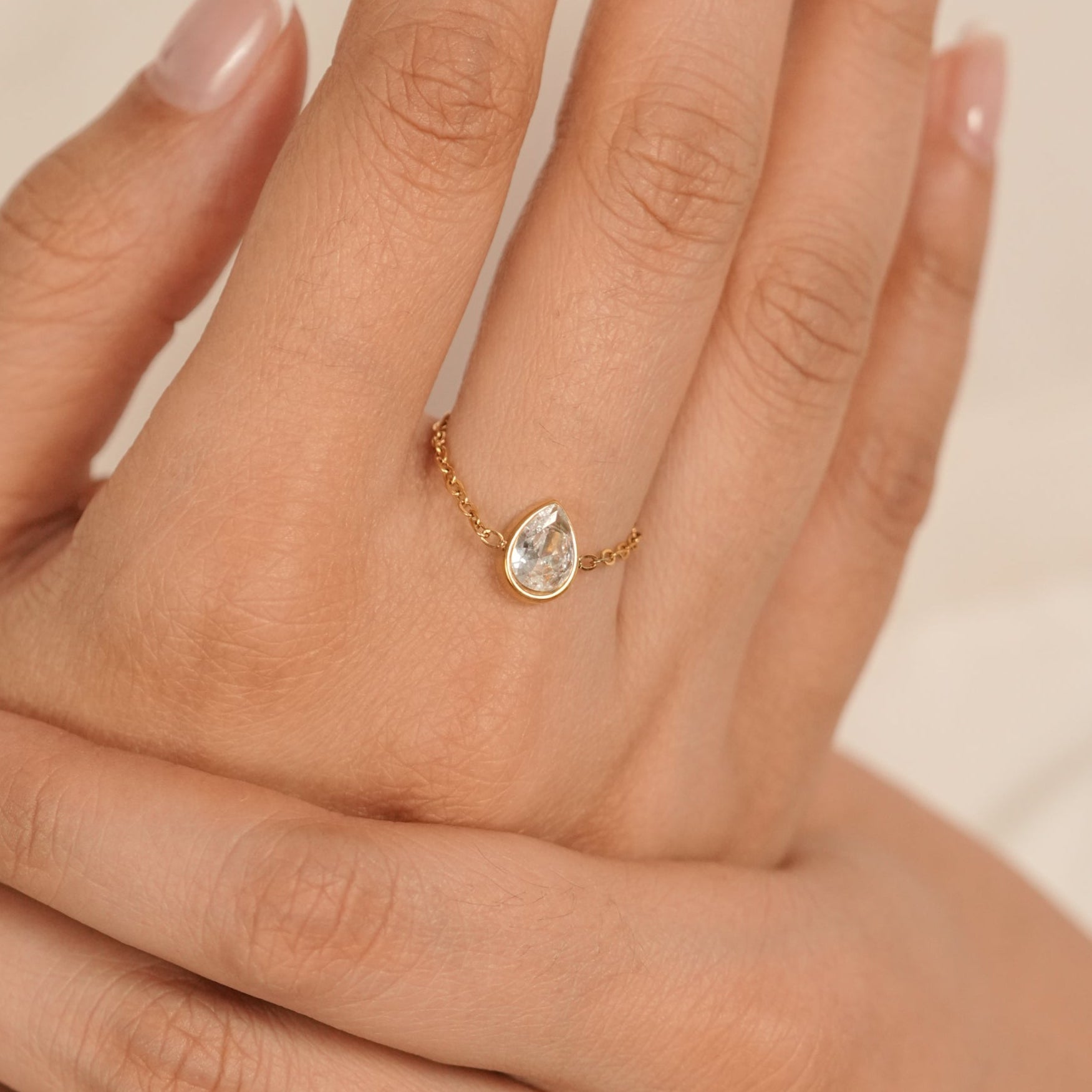 Pear Chain Adjustable Ring