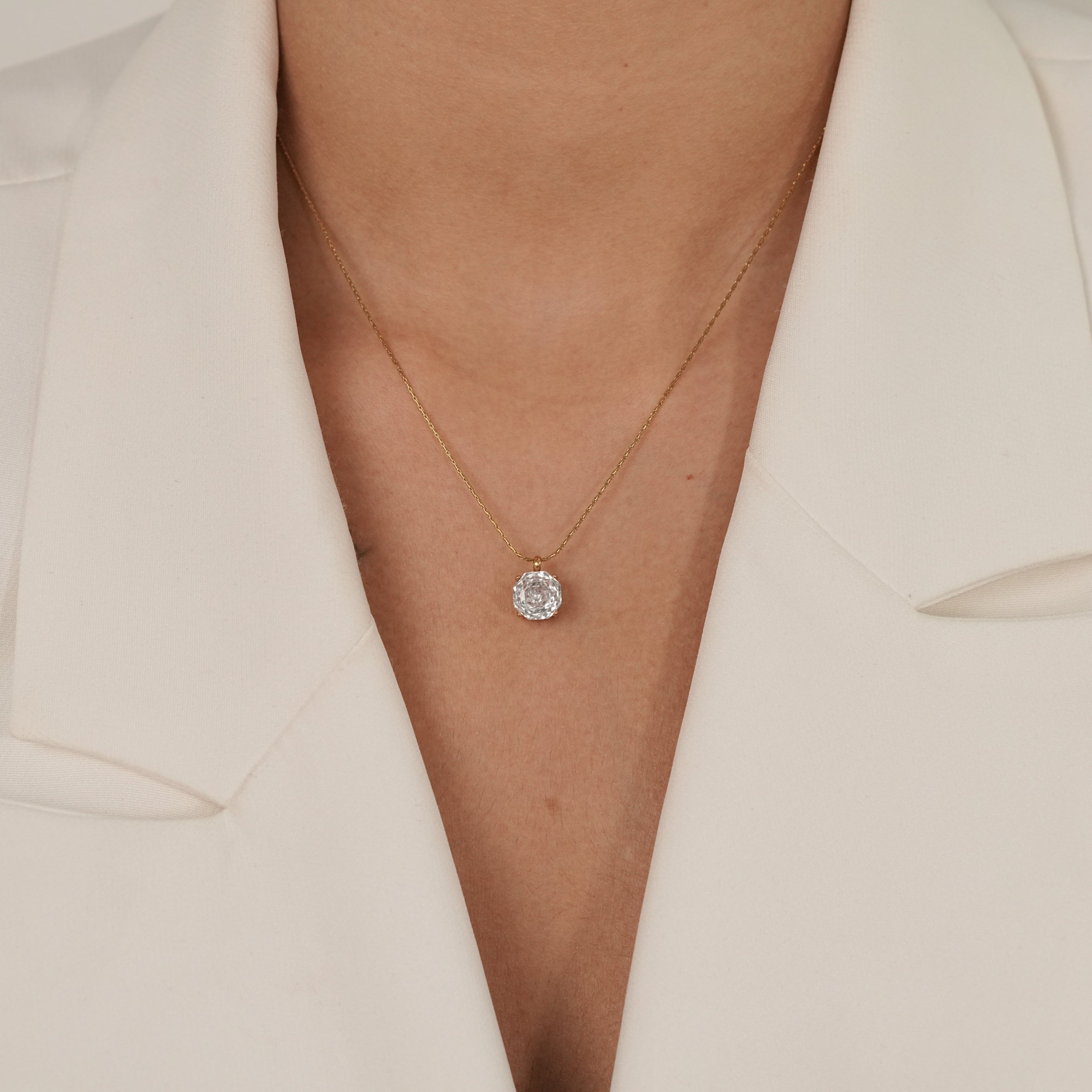 3D Rose Solitaire Necklace