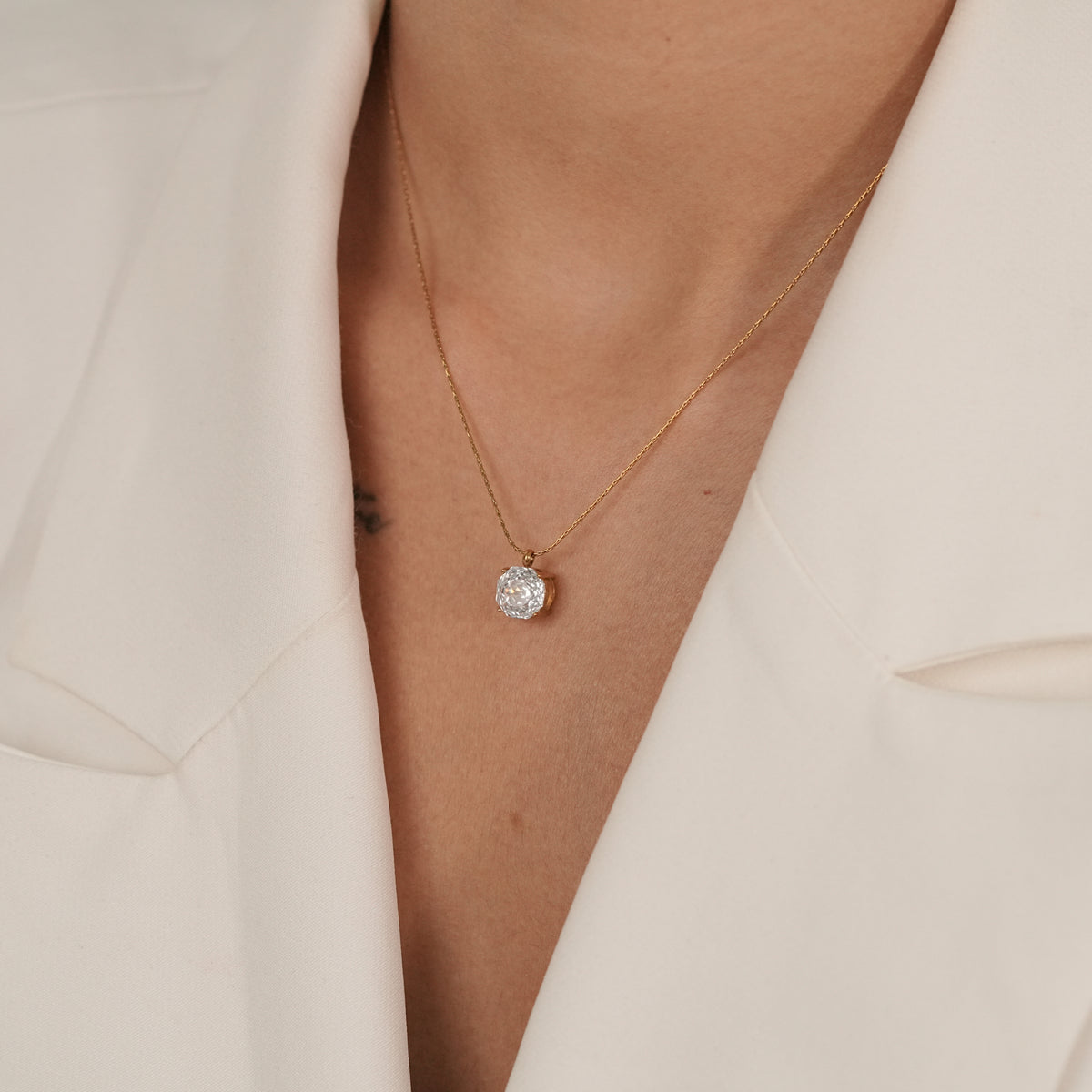 3D Rose Solitaire Necklace