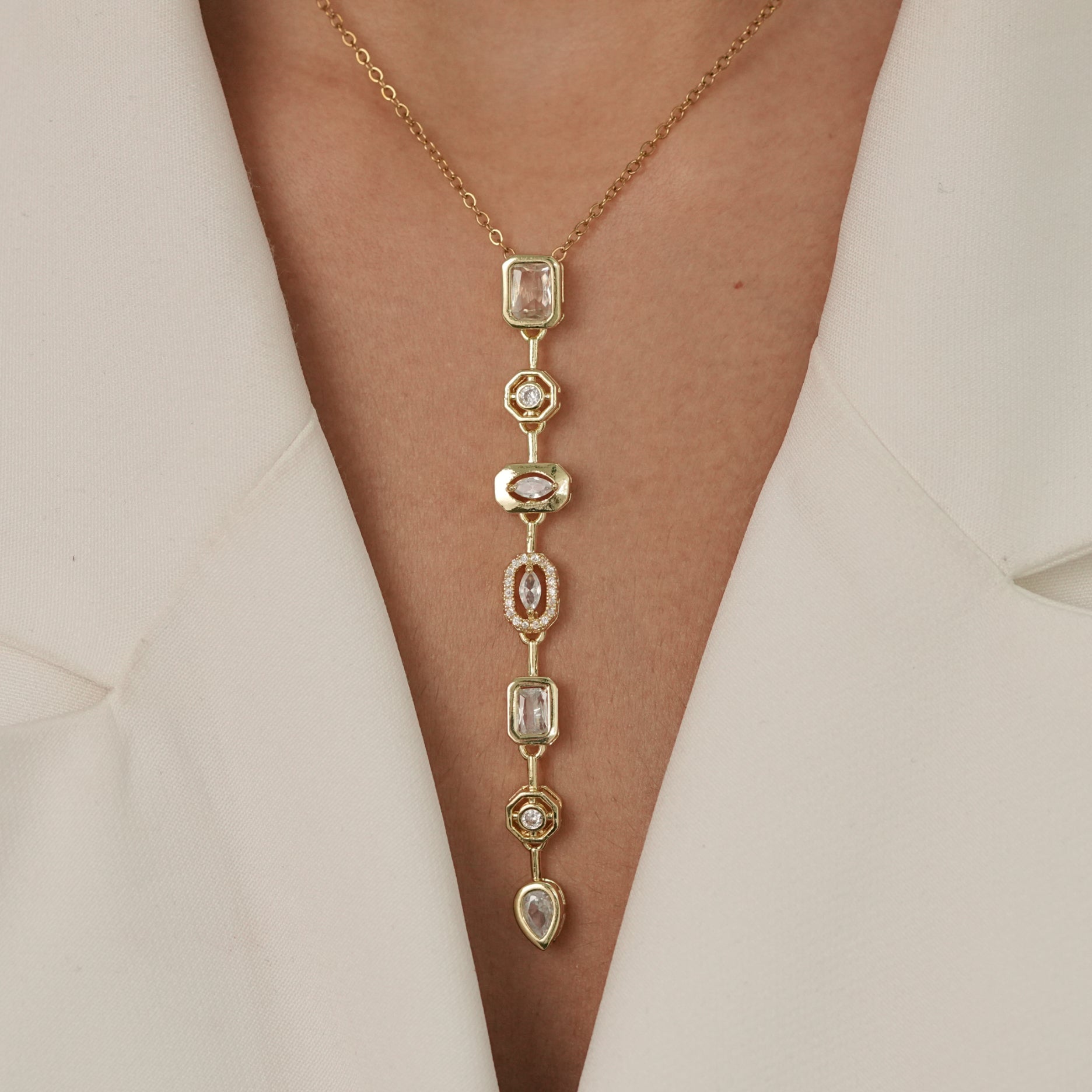 Multistone Lariat Necklace
