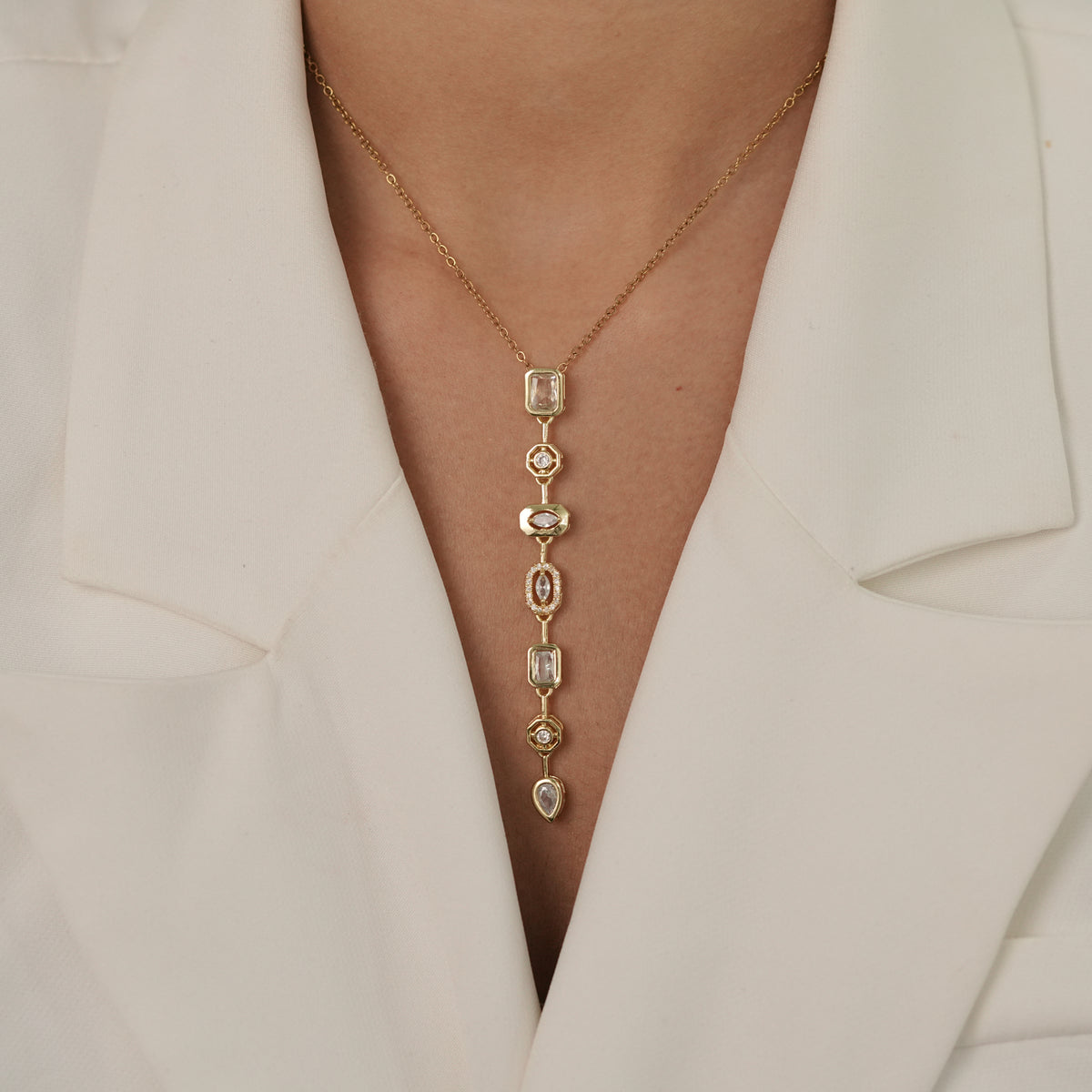 Multistone Lariat Necklace