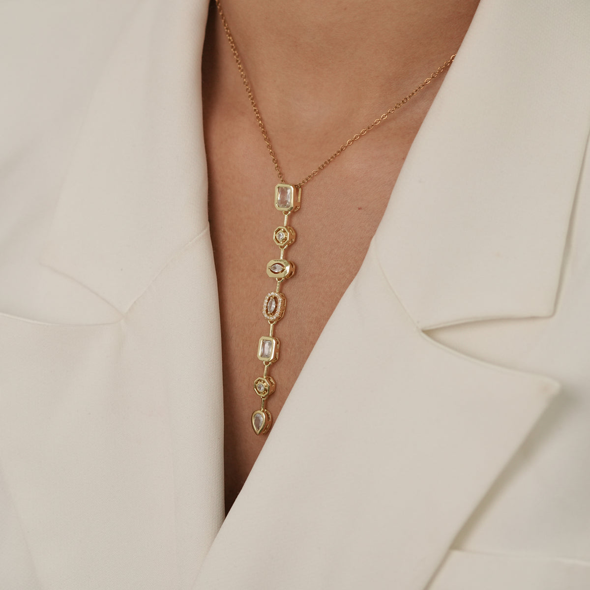 Multistone Lariat Necklace