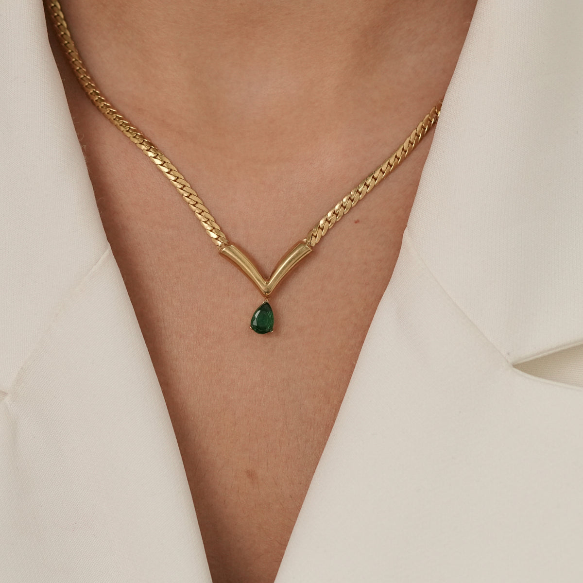 Emerald Pear Necklace