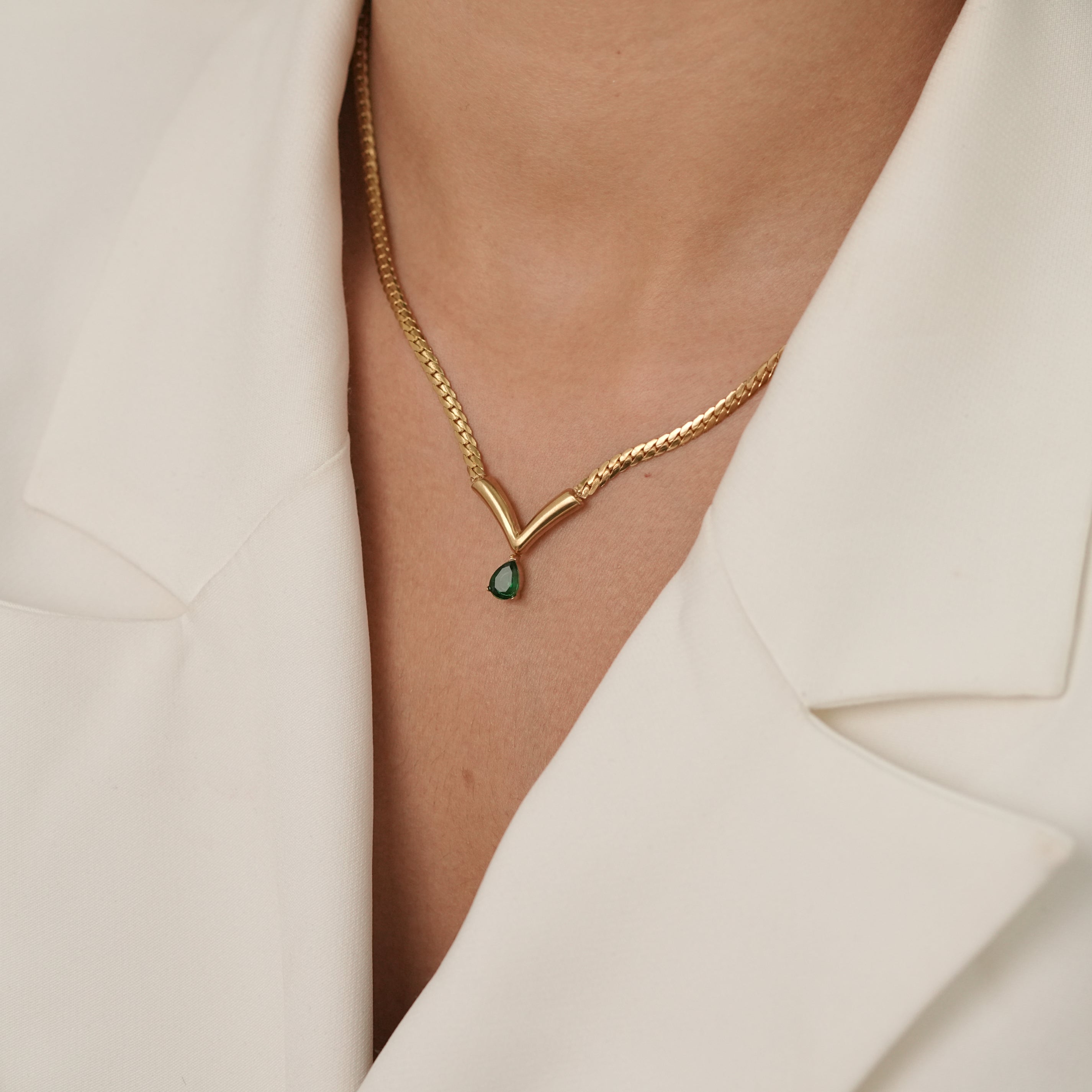 Emerald Pear Necklace