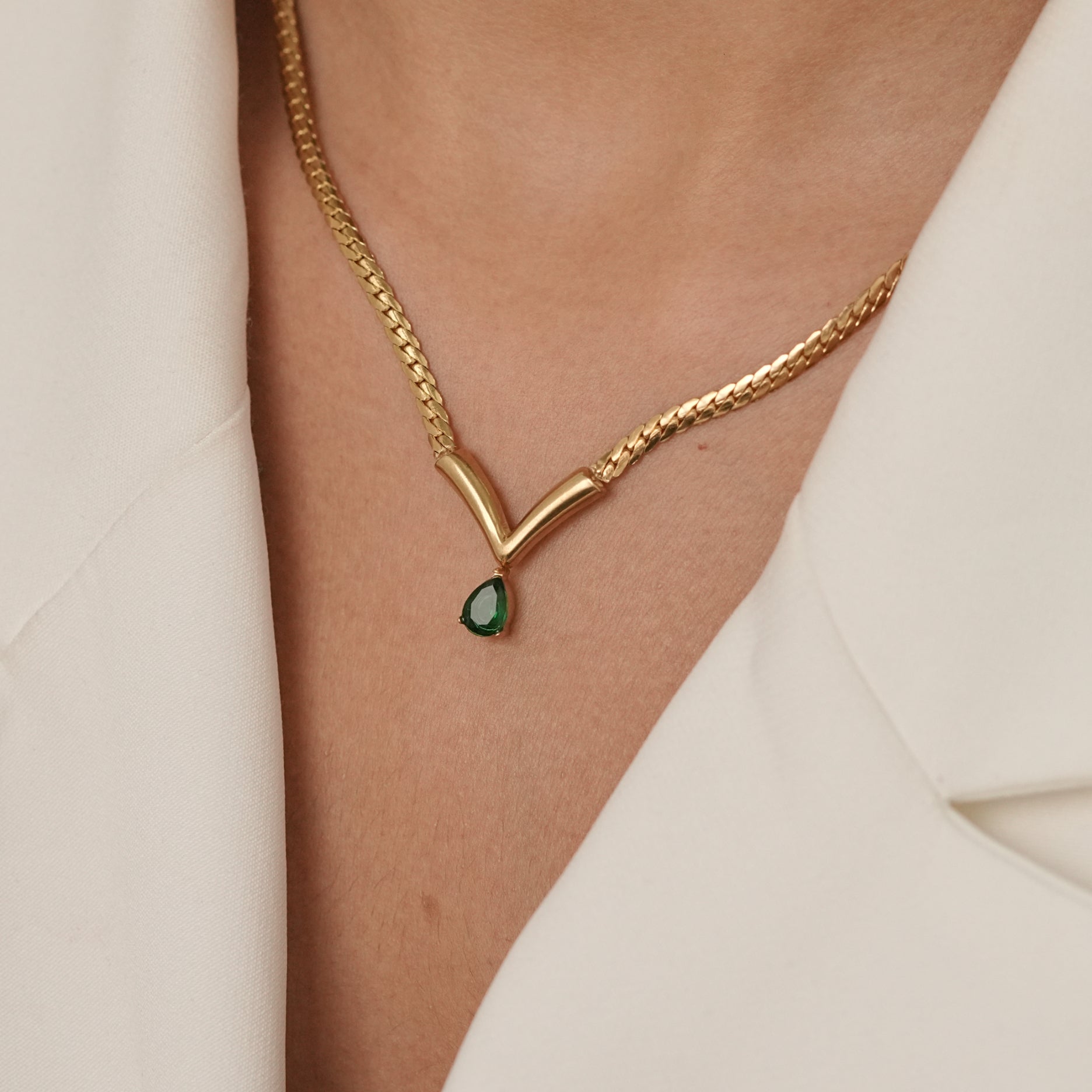 Emerald Pear Necklace