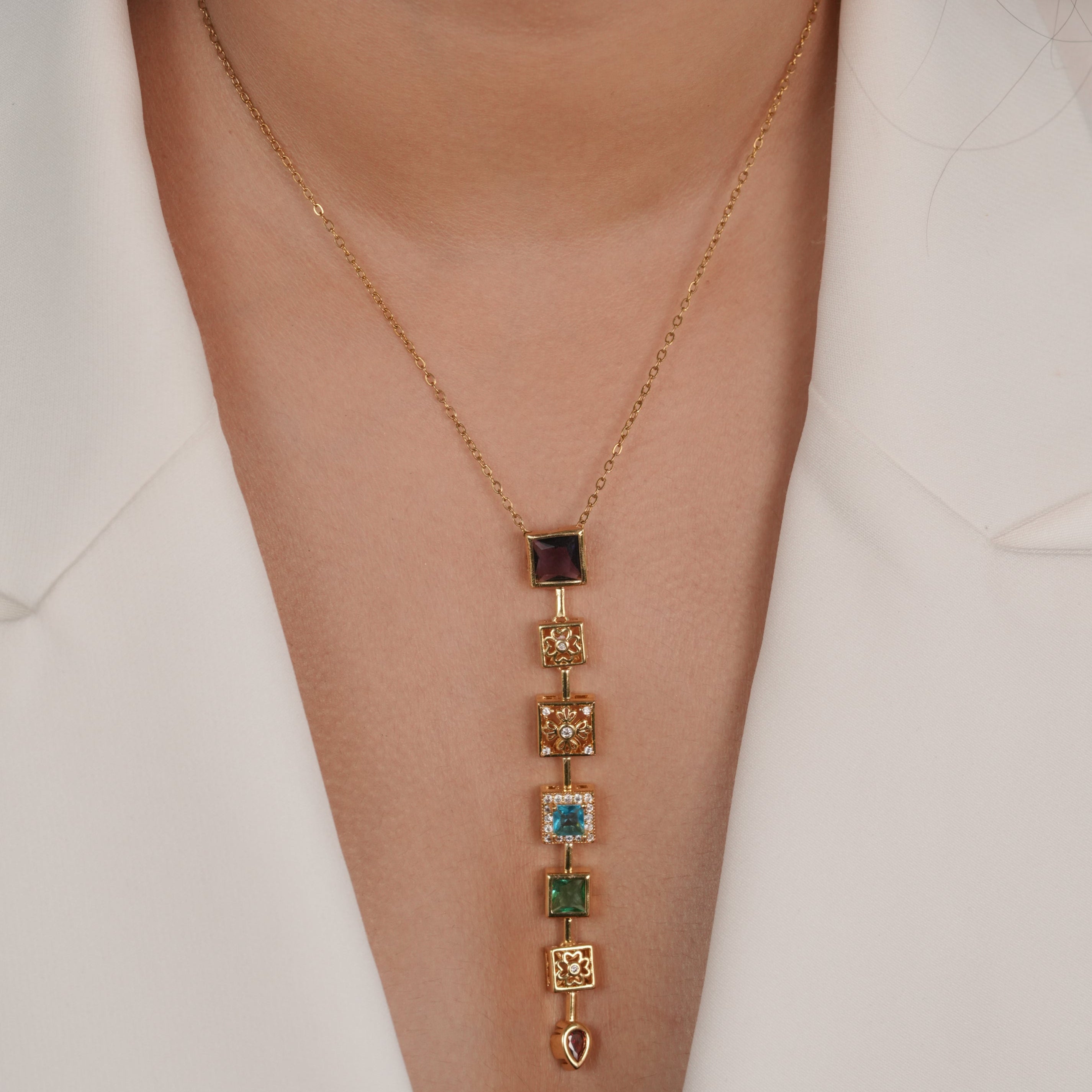 Mosaic Lariat Necklace