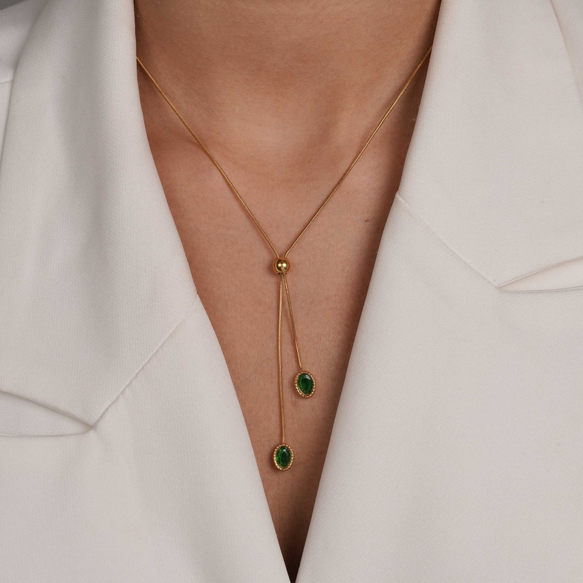 Emerald Tie Necklace