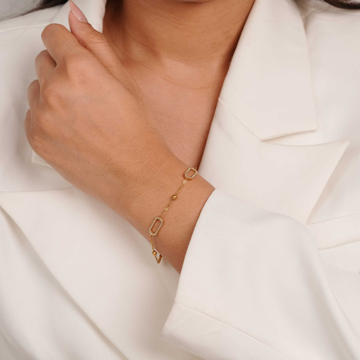 Pave Oval Link Bracelet